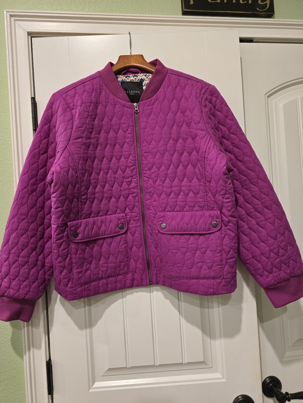 Talbots Quilted Pink Bomber Jacket XLP - Picture 3 of 7